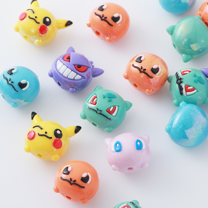 Phone Accessories Supplier - 12 Stück Pokémon-Perlen DIY Handyband Schlüsselanhänger