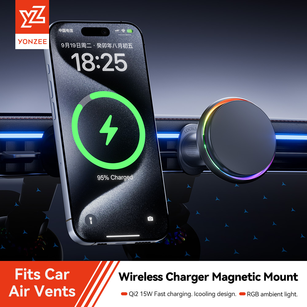 Qi2 Phone Accessories - YZ RGB Magnetische Drahtlose Ladegerät Auto