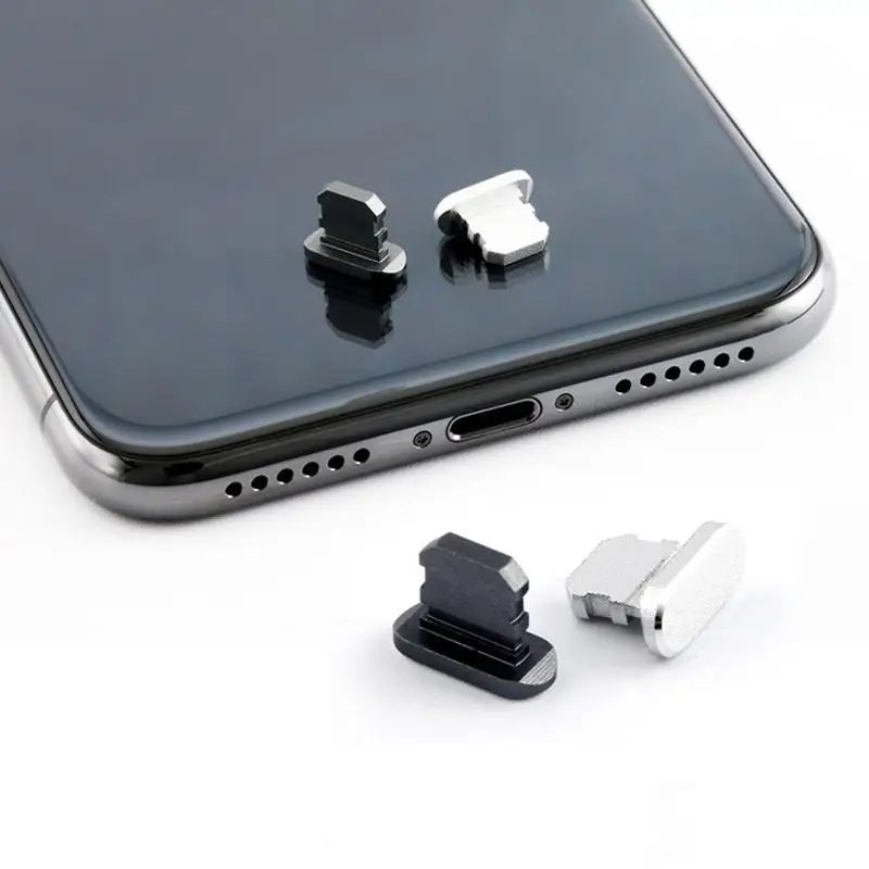 Phone Accessories Unique - 2 Stück Metall-Staubschutzkappen für Ladeanschluss für