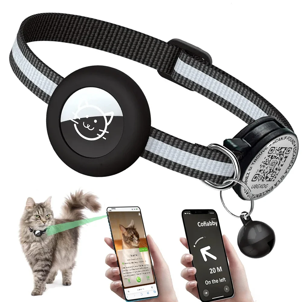 Airtag Holder Case - GPS-Tracker-Katzenhalsband mit QR-Namensschild & AirTag-Halterung, 2-in-1-Schutz,